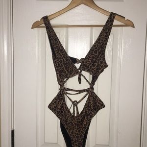 Leopard Print one piece swimsuit